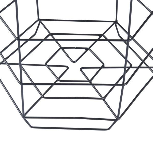 Beistelltisch-Set Hørsholm 2er Set Metallkorb Schwarz / Holzfarben [en.casa]