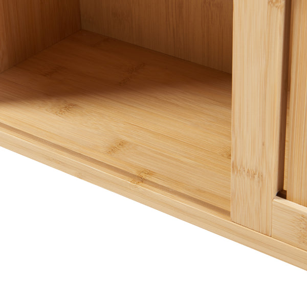 Wandregal Grums mit zwei Schiebetüren 92,5x20x33cm Bambus [en.casa]