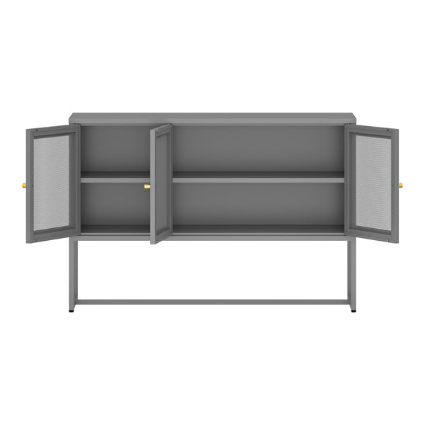 Sideboard Sund mit 3 Türen Stahl Grau [en.casa]