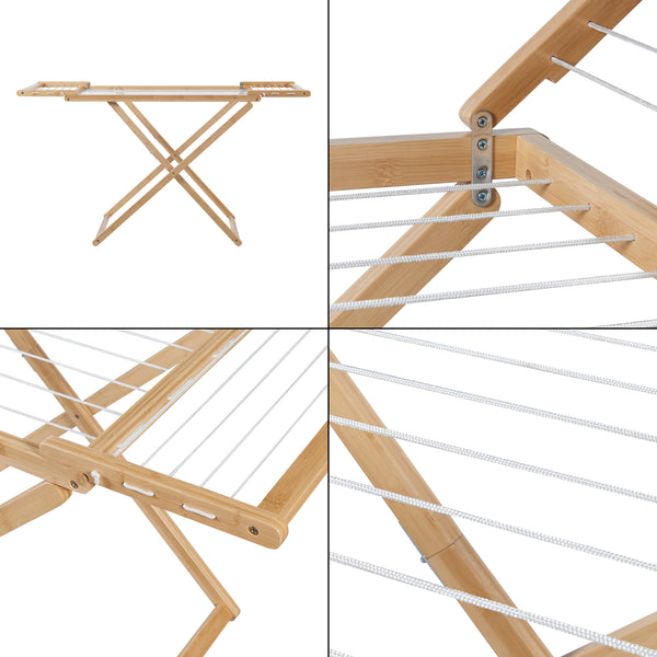 Klappbarer Wäscheständer Fakala 154x59x82 cm Bambus [en.casa]