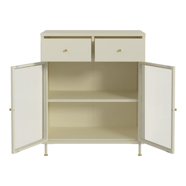 Sideboard Lindau Stahl 97x80x40 cm Cremeweiß [en.casa]