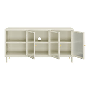TV-Schrank Lindau Stahl 120x40x59 cm Cremeweiß [en.casa]