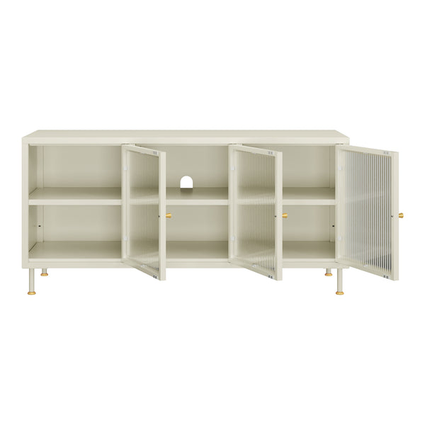 TV-Schrank Lindau Stahl 120x40x59 cm Cremeweiß [en.casa]