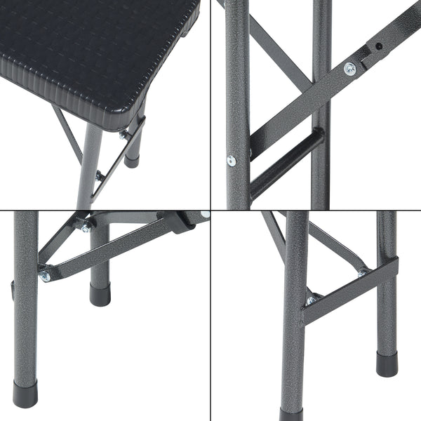 Klappbank-Set Mark 2-tlg. Rattanoptik Schwarz [en.casa]