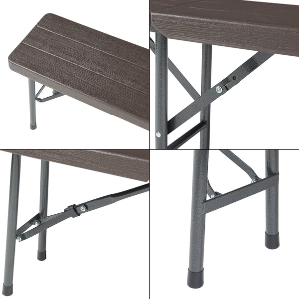 Klappbank-Set Lillestrøm 2-tlg. Holzoptik, Dunkelbraun [en.casa]