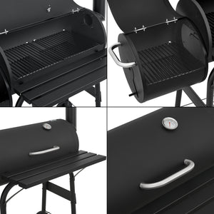 Smoker Grillwagen Arielli 115x110x64cm Schwarz [casa.pro]