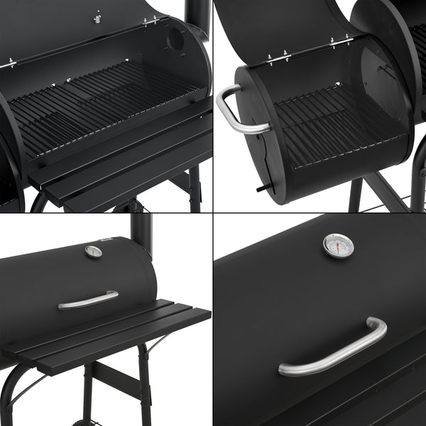 Smoker Grillwagen Arielli 115x110x64cm Schwarz [casa.pro]