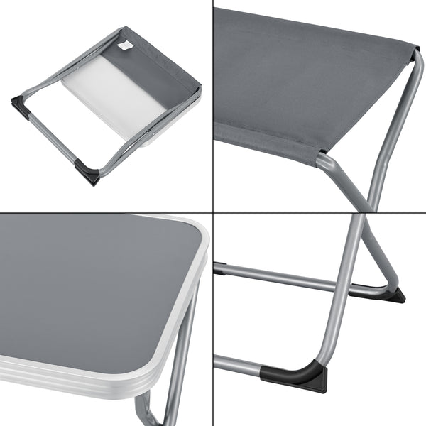2-in-1 Campinghocker und -Tisch Barete 47x47x37 cm Grau [en.casa]