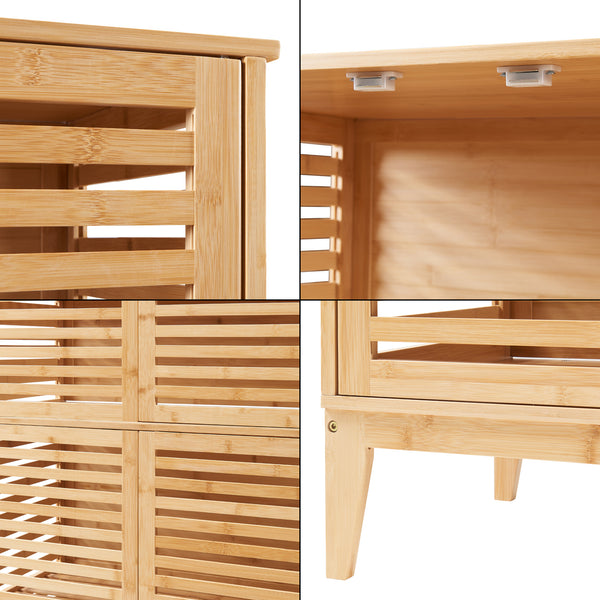 Badezimmerschrank Raurgela 180x80x40 cm Bambus [en.casa]