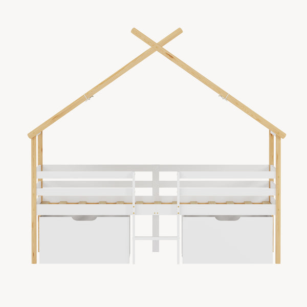 Hausbett Surnadal 90x200 cm Kiefernholz Weiß/Natur [en.casa]