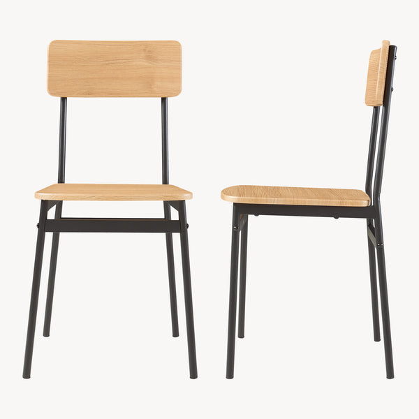 Essgruppe Pollenev 5-tlg. Schwarz/Eicheoptik [en.casa]