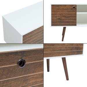 Fernsehschrank Vare 165x40x66 cm Weiß/Walnussoptik [en.casa]