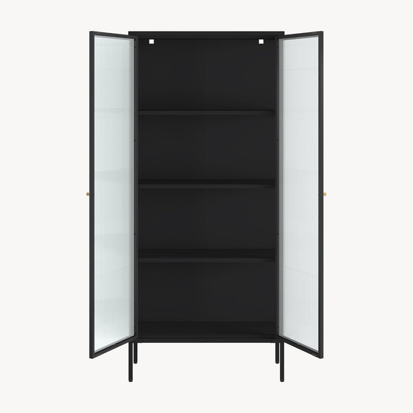 Vitrinenschrank Vinterhavn 180x80x35 cm Stahl Schwarz [en.casa]