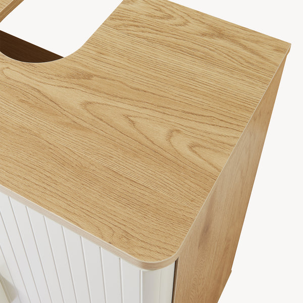 Waschbeckenunterschrank Ferrersp 80x60x35 cm Eicheoptik/Sandfarben [en.casa]