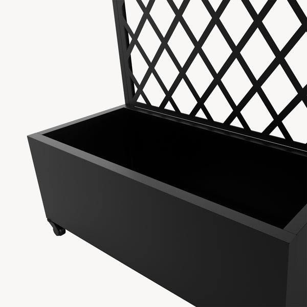 Trennwand Malja mit Blumenkasten Stahl 190x82x38 cm Schwarz [casa.pro]