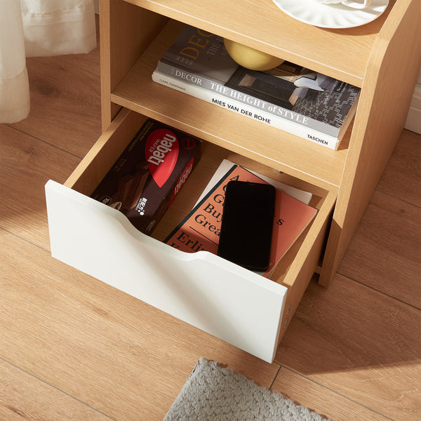 Nachttisch Bordkak 45x36x34 cm Eicheoptik/Weiß [en.casa]