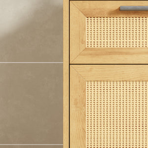 Badezimmerschrank Marhasa 92x40x30 cm Eicheoptik/Schwarz [en.casa]