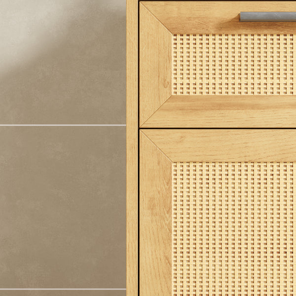 Badezimmerschrank Marhasa 92x40x30 cm Eicheoptik/Schwarz [en.casa]