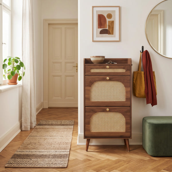 Schuhkipper Virievarnu 111x60x24 cm Walnussoptik [en.casa]