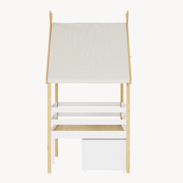Hausbett Surnadal 90x200 cm Kiefernholz Weiß/Natur [en.casa]