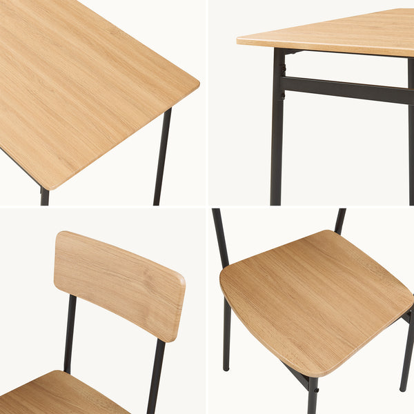 Essgruppe Pollenev 5-tlg. Schwarz/Eicheoptik [en.casa]