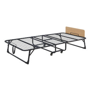 Metall-Klappbett Lustendi mit Matratze 200x90cm Schwarz/Eicheoptik [en.casa]