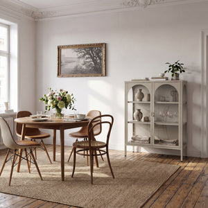 Vitrinen-Sideboard Klippestad Stahl 95x80x35 cm Kamelfarben [en.casa]