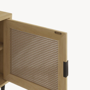 Fernsehschrank Lukhomso 152x40x54 cm Eicheoptik/Rattanoptik [en.casa]