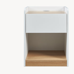 Nachttisch Kuorshare 55x42x37 cm Weiß/Eicheoptik [en.casa]