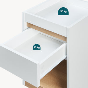 Nachttisch Lure 55x30x35 cm Weiß/Eicheoptik [en.casa]