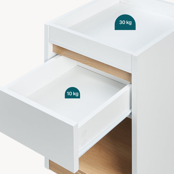 Nachttisch Lure 55x30x35 cm Weiß/Eicheoptik [en.casa]