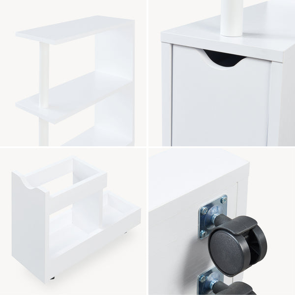 Nischenregal mit Rollauszug Fadeskimma 113x19x45 cm Weiß [en.casa]