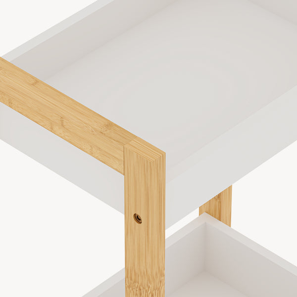 Badregal Anun mit 3 Ebenen 75x28x20 cm Bambus Natur/Weiß [en.casa]