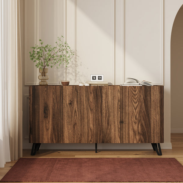 Sideboard Trorlon 160x40x83 cm Walnussoptik/Travertin [en.casa]
