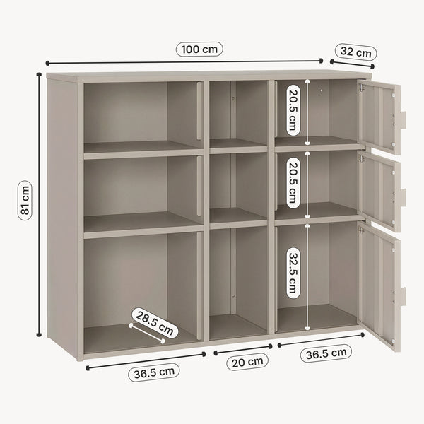 Aktenschrank Kliri Stahl 100x32x81 cm Warmgrau [en.casa]