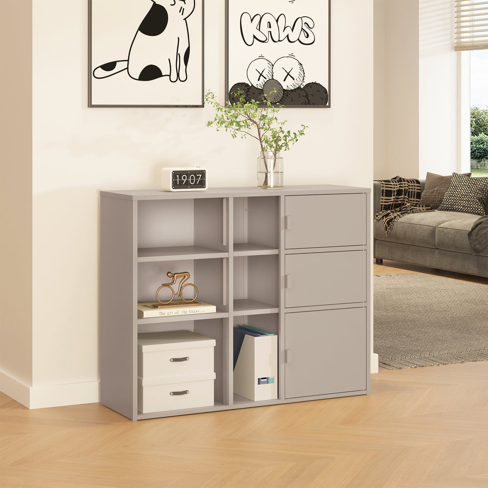 Aktenschrank Kliri Stahl 100x32x81 cm Warmgrau [en.casa]