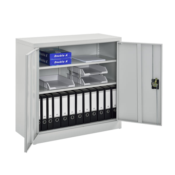 Aktenschrank Terni 90x40x90 cm mit 3 Ablagefächern und Zylinderschloss Metall en.casa