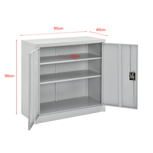Aktenschrank Terni 90x40x90 cm mit 3 Ablagefächern und Zylinderschloss Metall en.casa