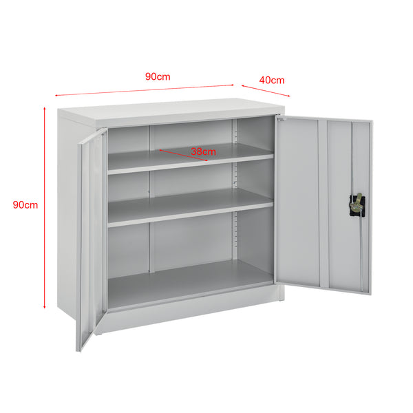 Aktenschrank Terni 90x40x90 cm mit 3 Ablagefächern und Zylinderschloss Metall en.casa