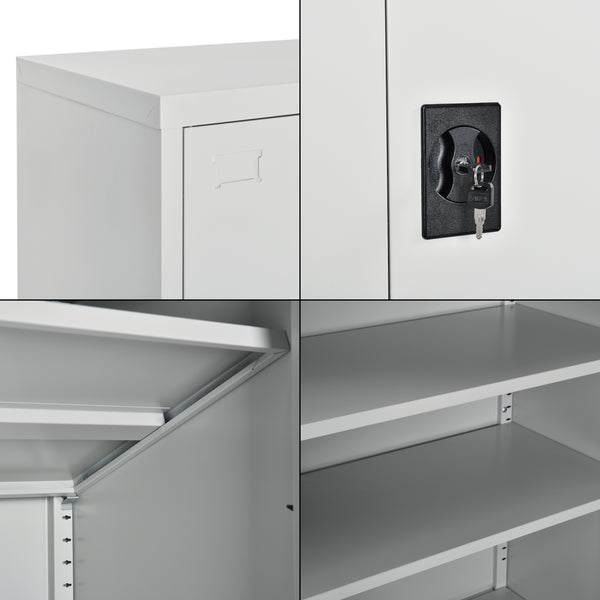 Aktenschrank Terni 90x40x90 cm mit 3 Ablagefächern und Zylinderschloss Metall en.casa