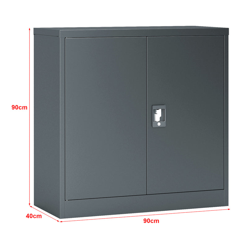 Maßskizze Aktenschrank Molise 90x40x90cm Stahl in versch. Farben [en.casa]