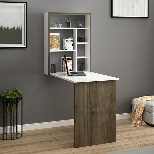 Ausklappbarer Tisch Greve Weiß / Walnussoptik [en.casa] - premiumXL