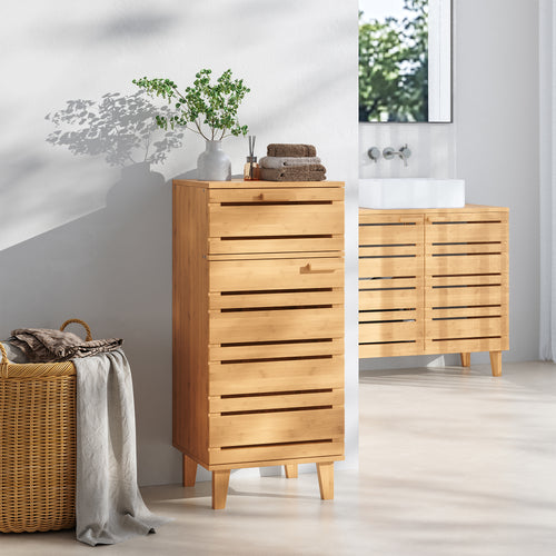 Badezimmerschrank Epind 75x33x30 cm Bambus Natur [en.casa] - premiumXL