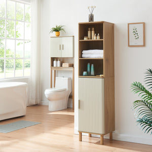 Hochschrank Ferrersp 160x42x35 cm Eicheoptik/Sandfarben [en.casa]