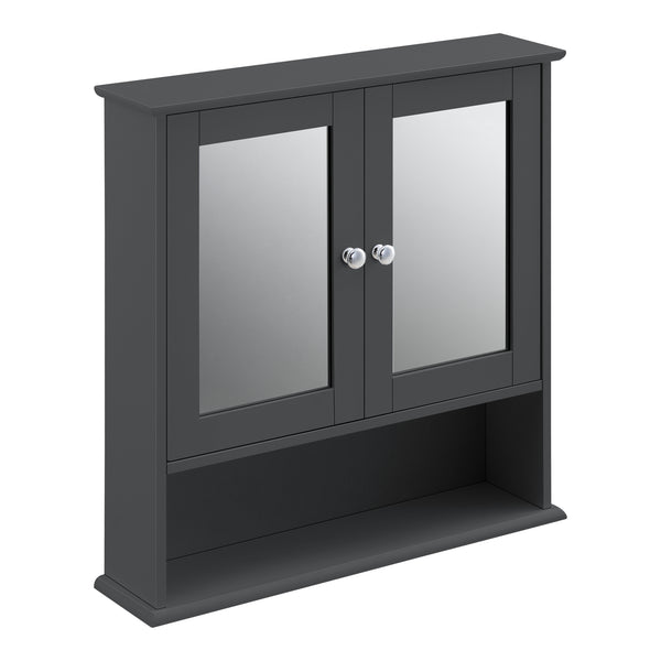 Badezimmerschrank Linz 58x56x13 cm mit Spiegel versch. Farben MDF en.casa