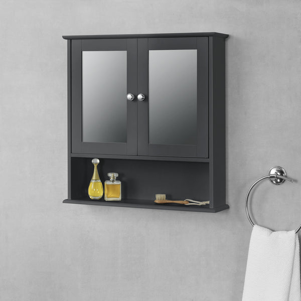 Badezimmerschrank Linz 58x56x13 cm mit Spiegel versch. Farben MDF en.casa