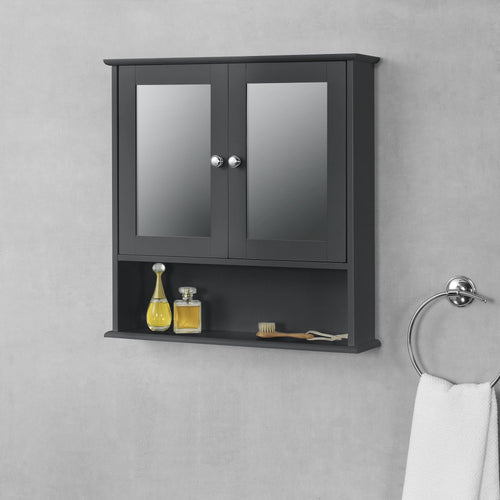 Badezimmerschrank Linz 58x56x13 cm mit Spiegel versch. Farben MDF en.casa