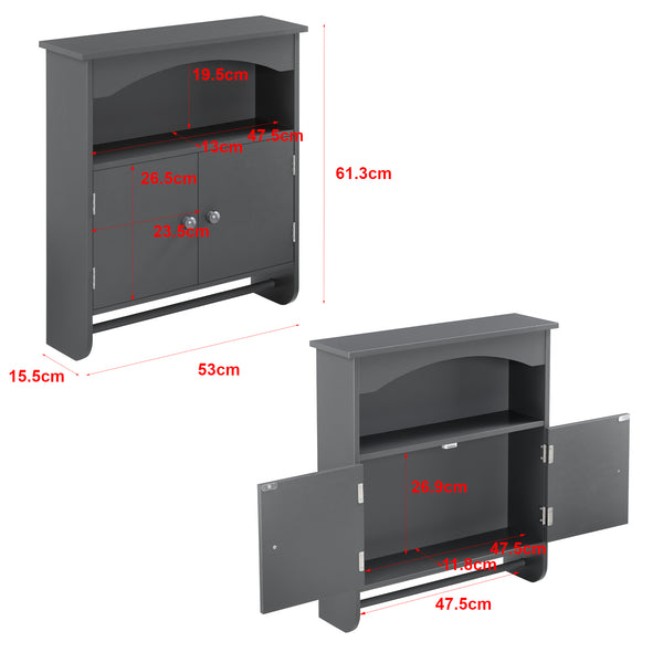 Badezimmerschrank Graz 61x53x15 cm mit Handtuchhalter versch. Farben MDF en.casa