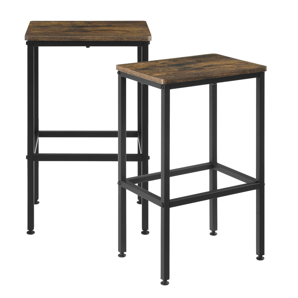 Barhocker Örebro 2er Set Dunkler Holzton en.casa