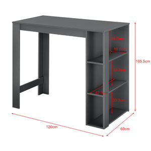 Bartisch Danderyd 120x60x106 cm mit 3 Ablagefächern [en.casa]